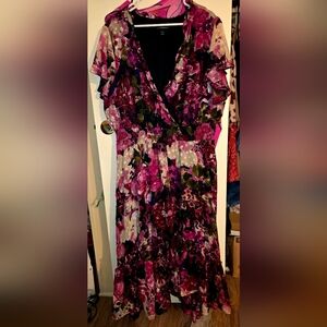 Lane Bryant Pink and Purple Floral High-Low Dress